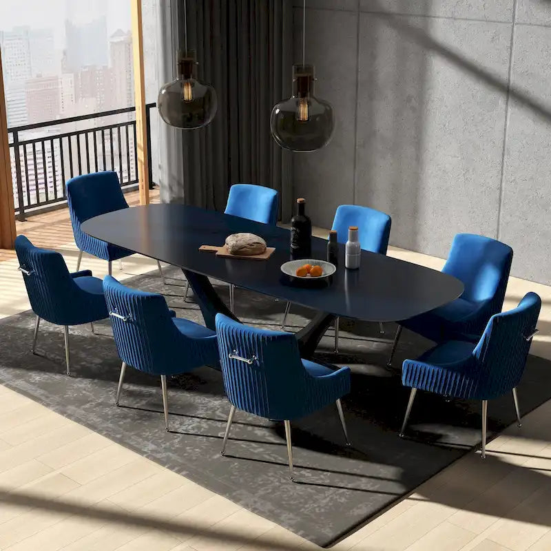 Ensemble de 8 chaises de salle à manger SEYNAR en velours glamour moderne, chaise de coiffeuse capitonnée pour salon (table non incluse)
