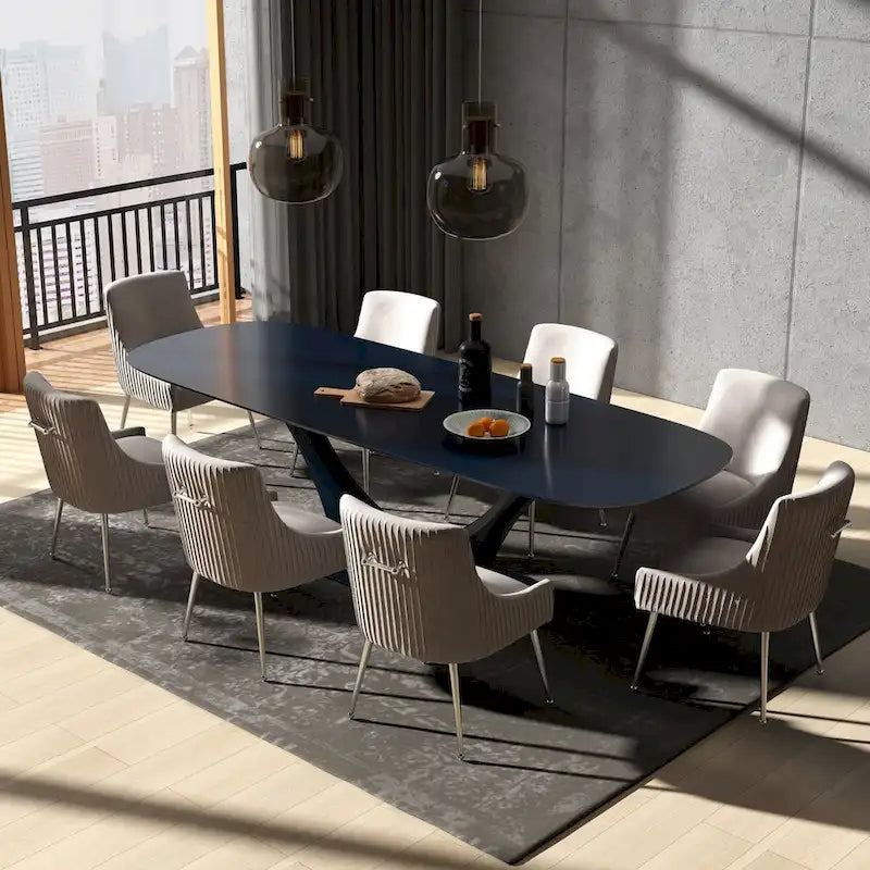 Ensemble de 8 chaises de salle à manger SEYNAR en velours glamour moderne, chaise de coiffeuse capitonnée pour salon (table non incluse)