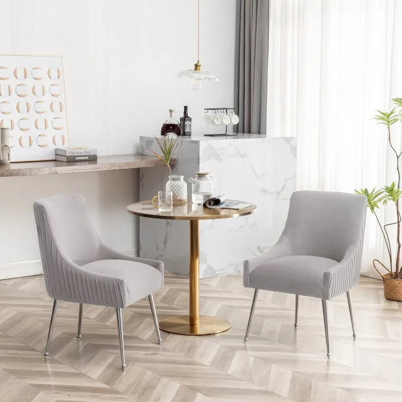 Ensemble de 8 chaises de salle à manger SEYNAR en velours glamour moderne, chaise de coiffeuse capitonnée pour salon (table non incluse)