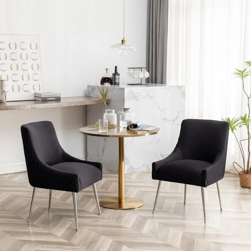 Ensemble de 8 chaises de salle à manger SEYNAR en velours glamour moderne, chaise de coiffeuse capitonnée pour salon (table non incluse)