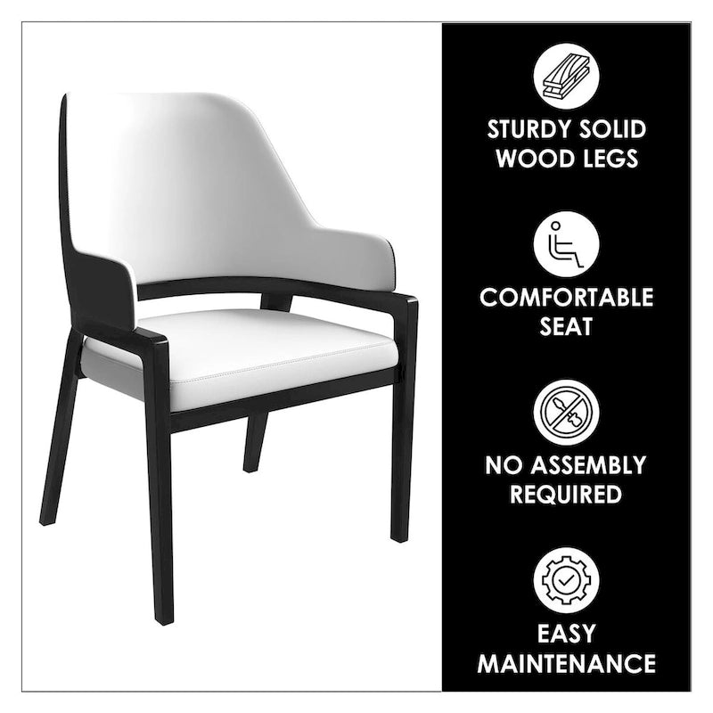 Chaise de salle à manger Ethora en cuir avec dossier ajouré incurvé et pieds en bois d'hévéa