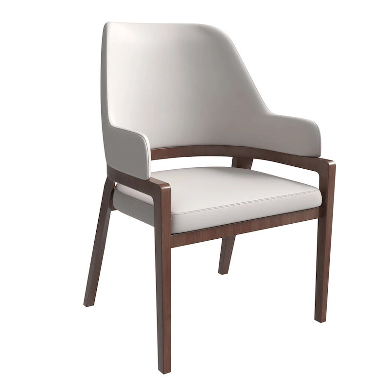 Chaise de salle à manger Ethora en cuir avec dossier ajouré incurvé et pieds en bois d'hévéa