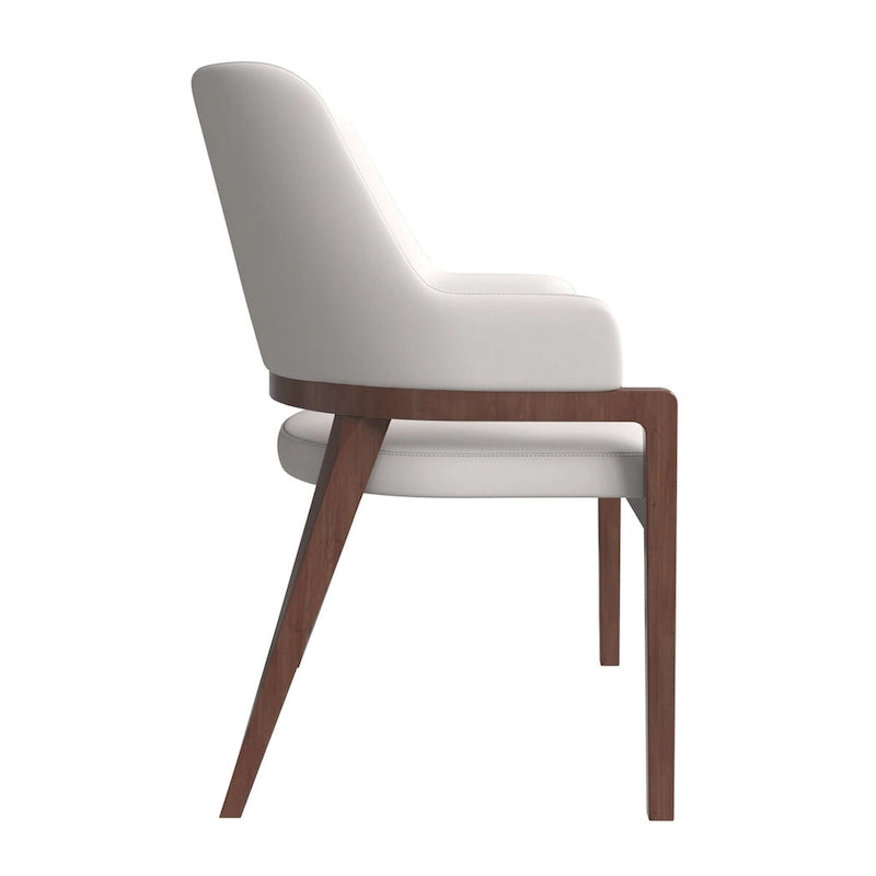 Chaise de salle à manger Ethora en cuir avec dossier ajouré incurvé et pieds en bois d'hévéa