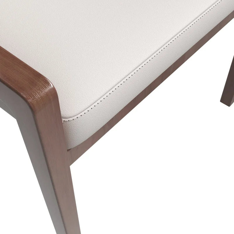 Chaise de salle à manger Ethora en cuir avec dossier ajouré incurvé et pieds en bois d'hévéa