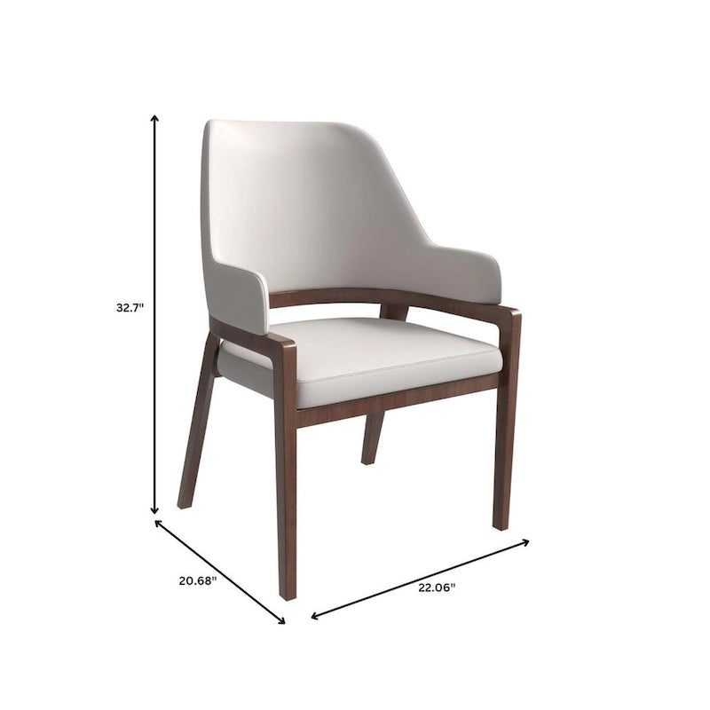 Chaise de salle à manger Ethora en cuir avec dossier ajouré incurvé et pieds en bois d'hévéa