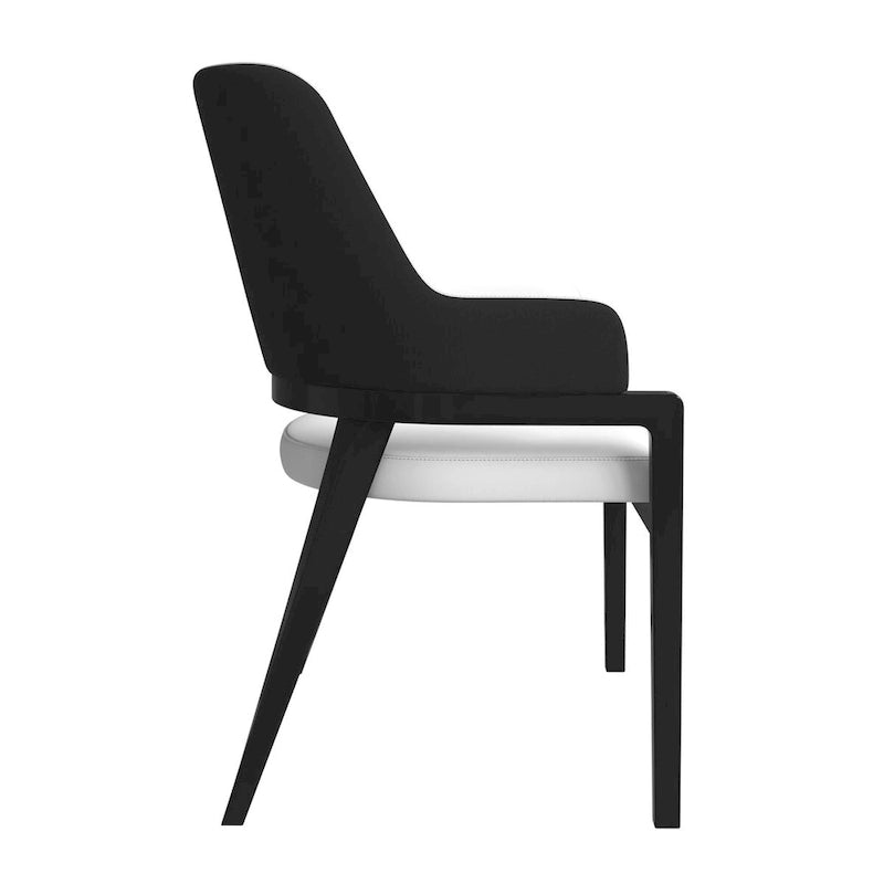 Chaise de salle à manger Ethora en cuir avec dossier ajouré incurvé et pieds en bois d'hévéa