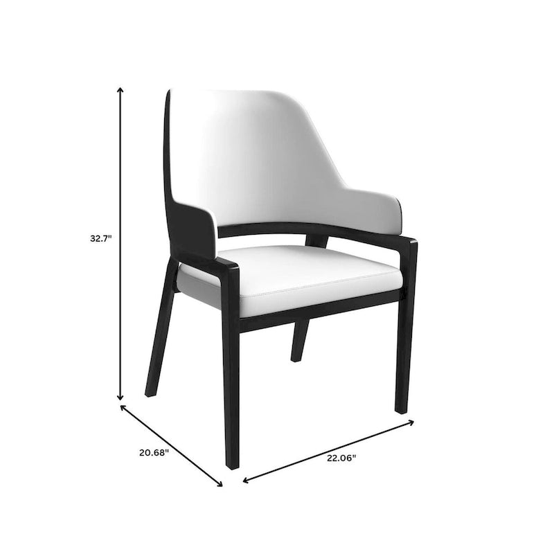 Chaise de salle à manger Ethora en cuir avec dossier ajouré incurvé et pieds en bois d'hévéa