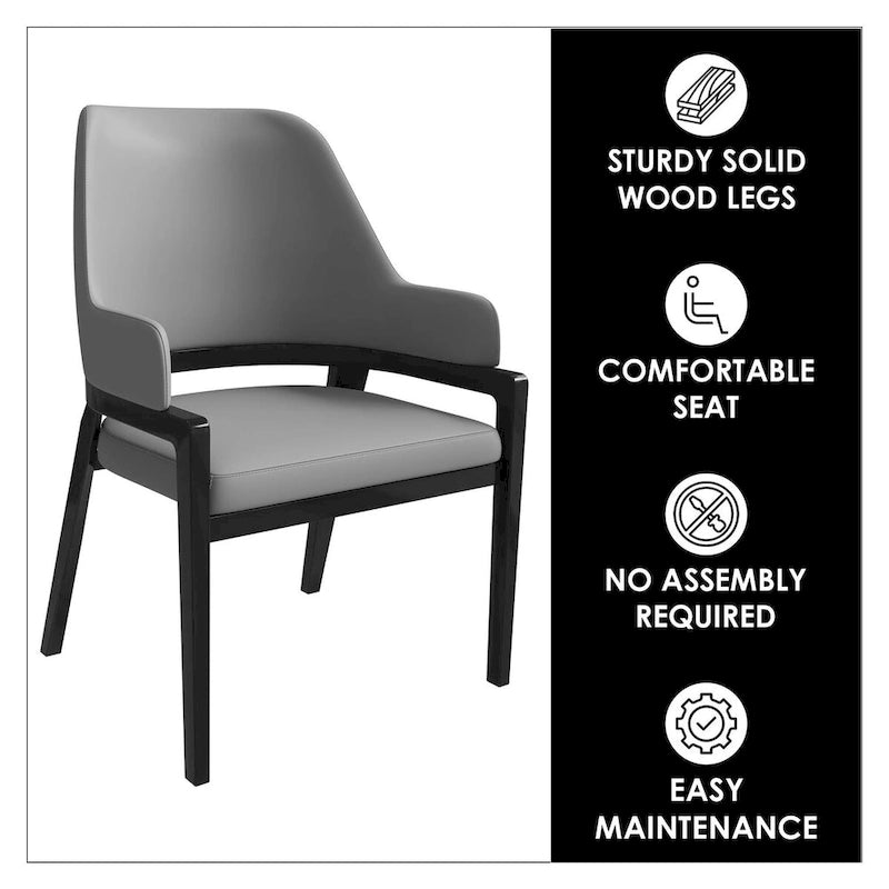 Chaise de salle à manger Ethora en cuir avec dossier ajouré incurvé et pieds en bois d'hévéa