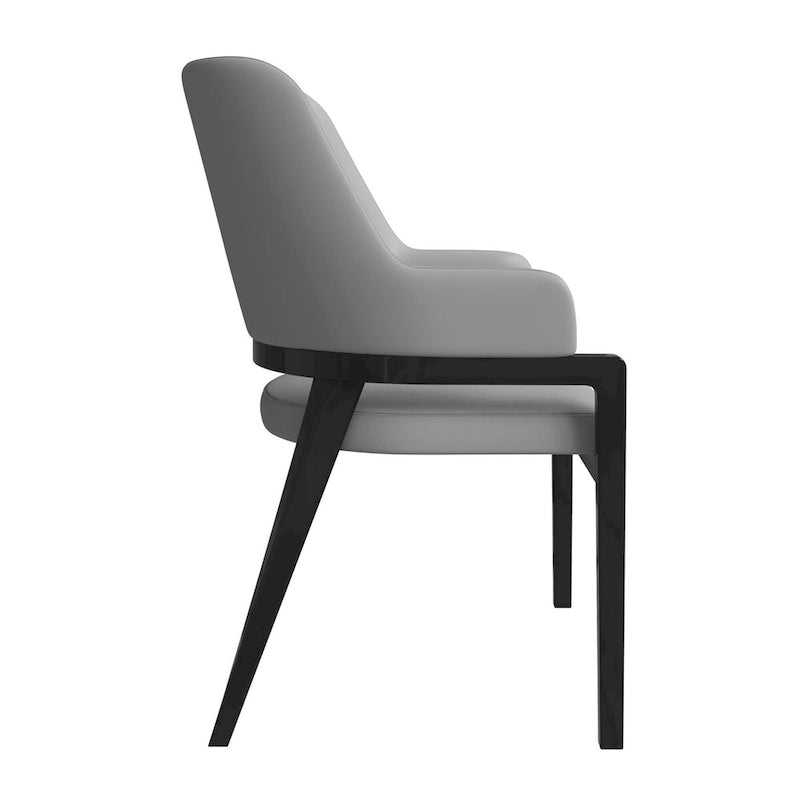 Chaise de salle à manger Ethora en cuir avec dossier ajouré incurvé et pieds en bois d'hévéa