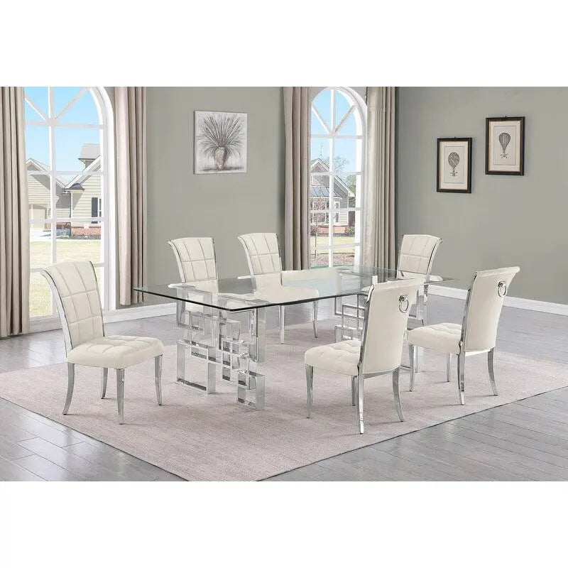 Ensemble de salle à manger Best Quality Furniture D223/4-SC320-7 avec 95 verres de 15 mm