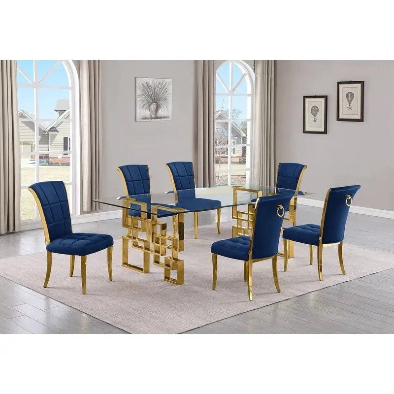 Ensemble de salle à manger Best Quality Furniture D223/4-SC320-7 avec 95 verres de 15 mm
