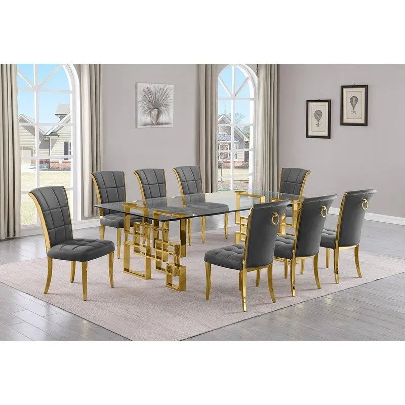 Ensemble de salle à manger Best Quality Furniture D223/4-SC320-7 avec 95 verres de 15 mm