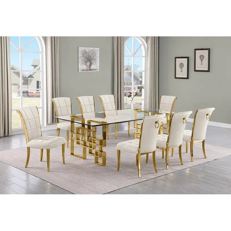 Ensemble de salle à manger Best Quality Furniture D223/4-SC320-7 avec 95 verres de 15 mm
