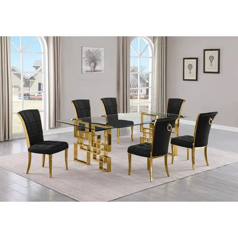 Best Quality Furniture D223/4-SC320-7 Dining Set with 95 15mm Glass