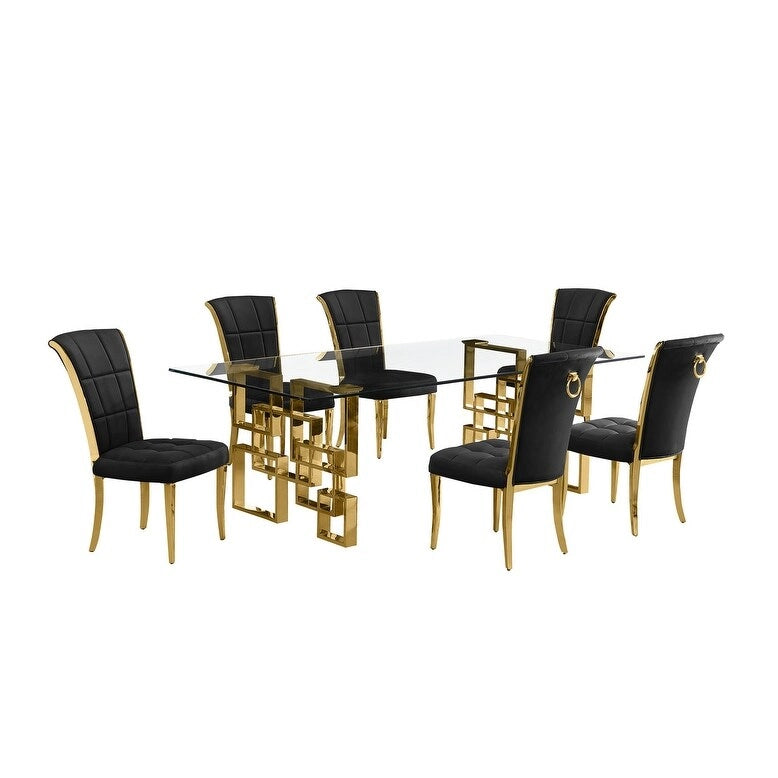 Ensemble de salle à manger Best Quality Furniture D223/4-SC320-7 avec 95 verres de 15 mm