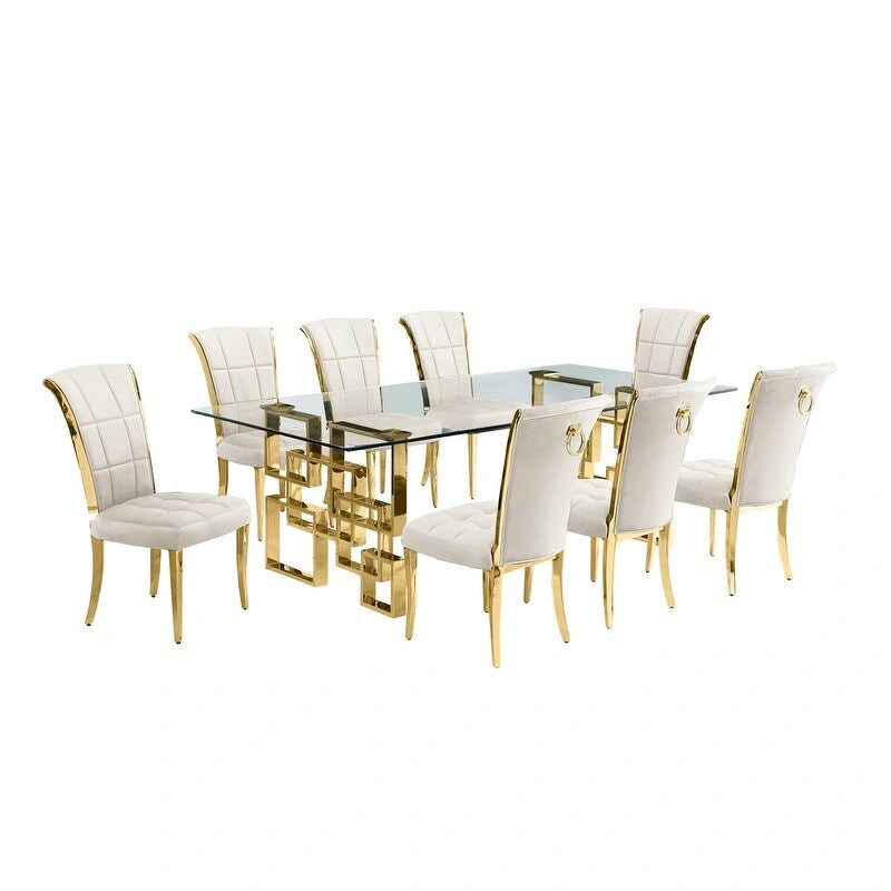 Ensemble de salle à manger Best Quality Furniture D223/4-SC320-7 avec 95 verres de 15 mm