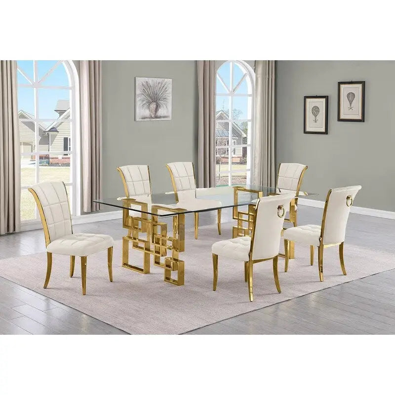 Ensemble de salle à manger Best Quality Furniture D223/4-SC320-7 avec 95 verres de 15 mm