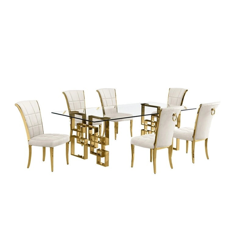Ensemble de salle à manger Best Quality Furniture D223/4-SC320-7 avec 95 verres de 15 mm