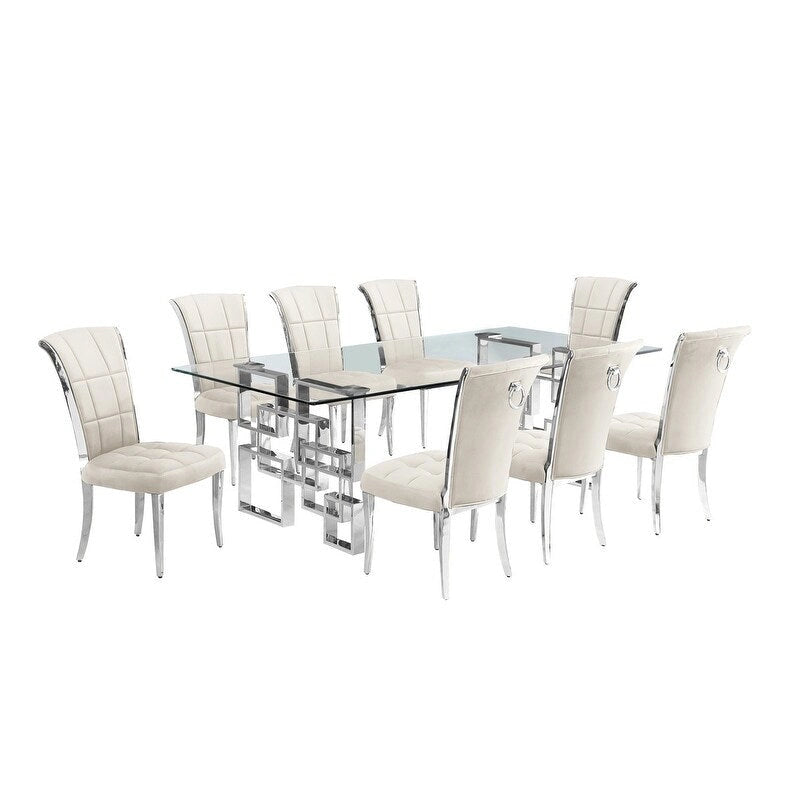 Ensemble de salle à manger Best Quality Furniture D223/4-SC320-7 avec 95 verres de 15 mm
