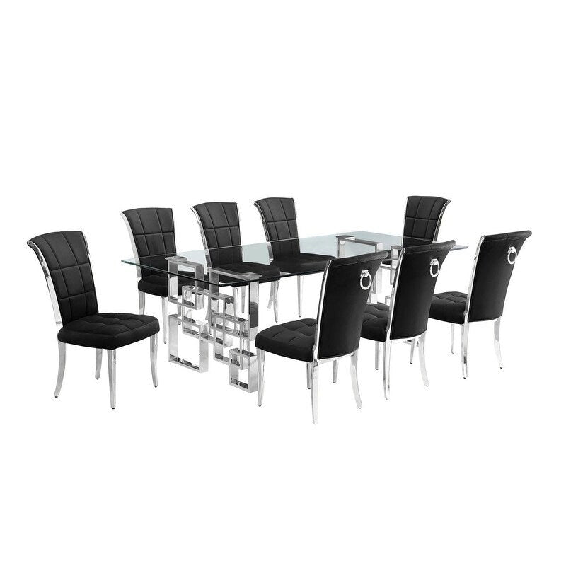 Ensemble de salle à manger Best Quality Furniture D223/4-SC320-7 avec 95 verres de 15 mm