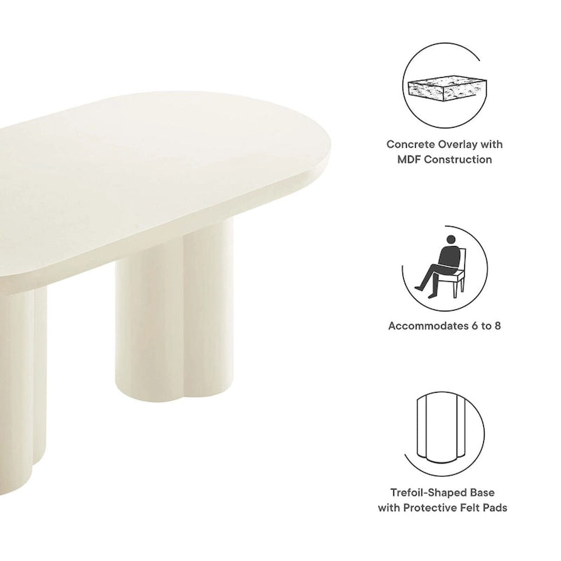 Table de salle à manger ovale en béton Caspian 72