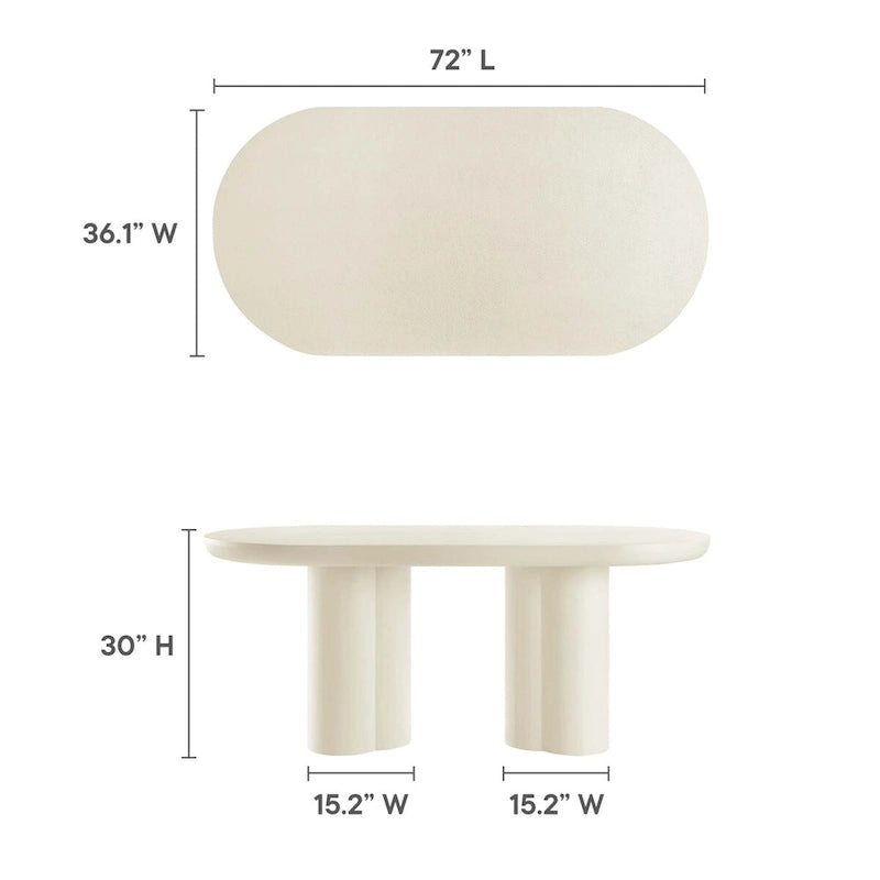 Table de salle à manger ovale en béton Caspian 72
