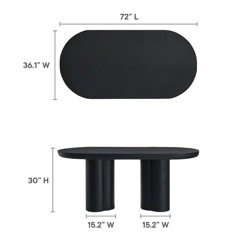 Table de salle à manger ovale en béton Caspian 72
