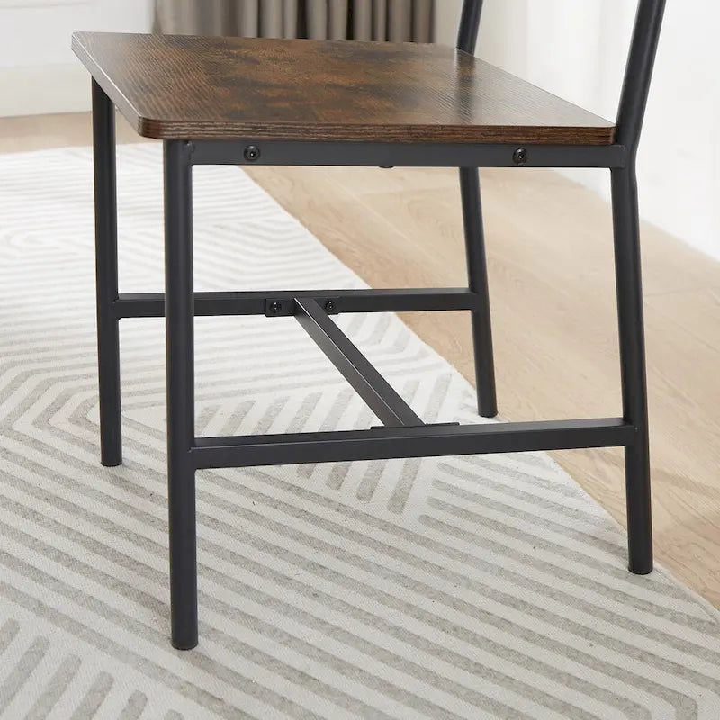 Ensemble table et chaises de salle à manger, table de bar avec 2 bancs et 2 chaises avec dossier, style industriel, idéal pour la cuisine, le petit-déjeuner ou le salon.