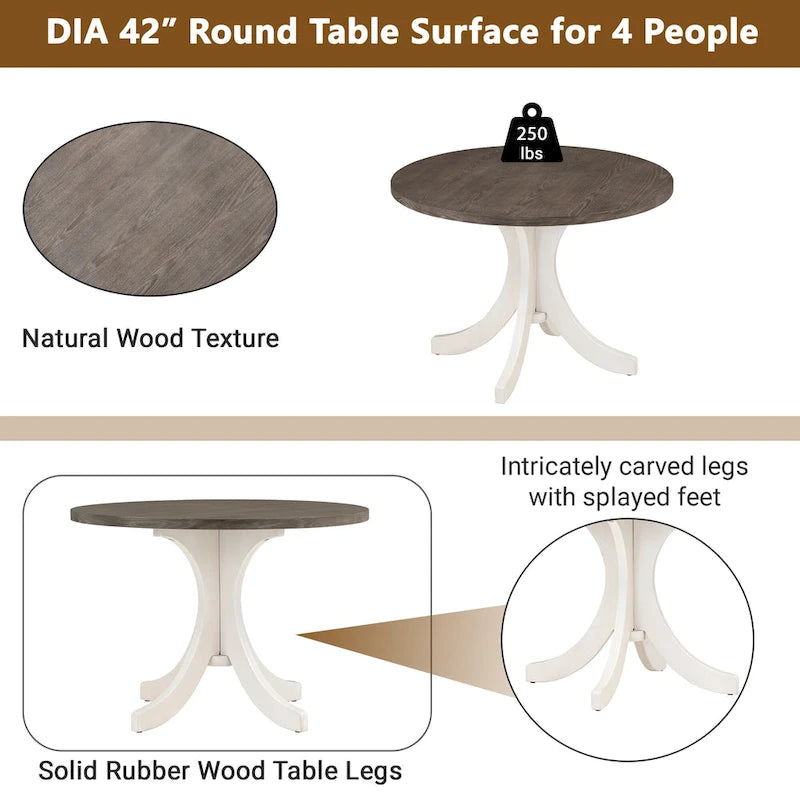 Table de salle à manger ronde en bois massif