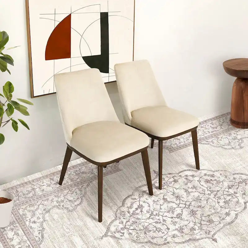Chaises de salle à manger Dropia style moderne milieu du siècle, en velours (lot de 2)