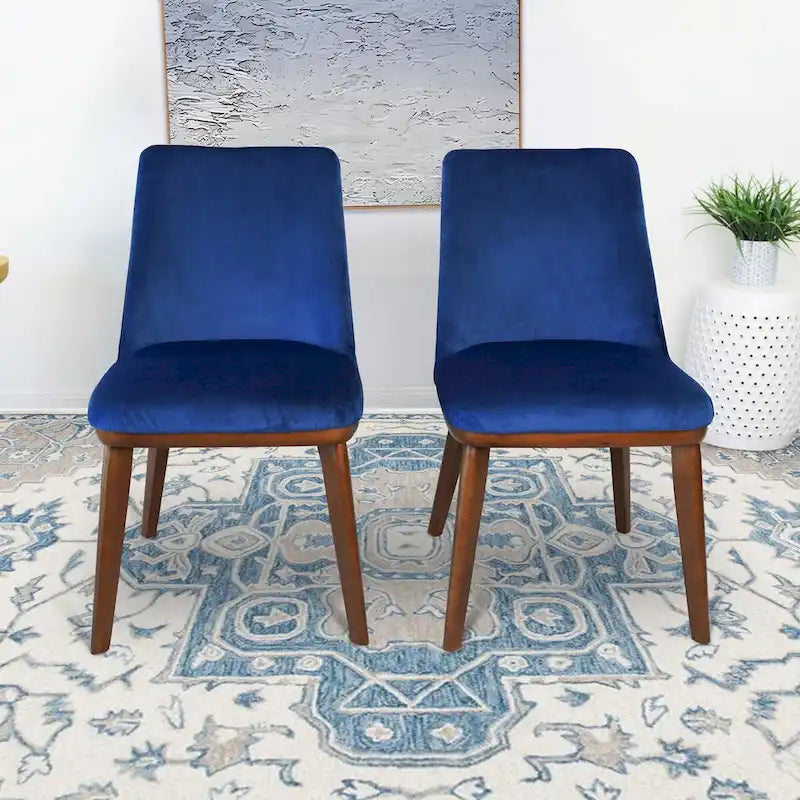 Chaises de salle à manger Dropia style moderne milieu du siècle, en velours (lot de 2)