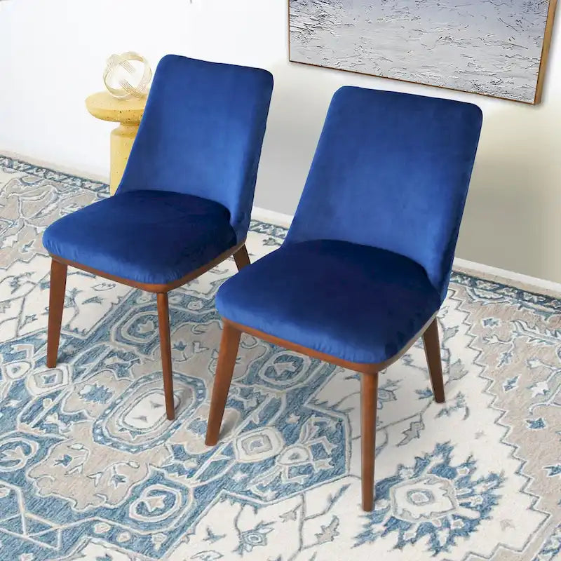 Chaises de salle à manger Dropia style moderne milieu du siècle, en velours (lot de 2)