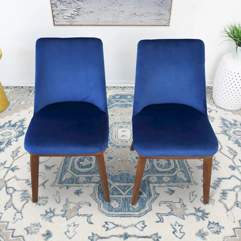 Chaises de salle à manger Dropia style moderne milieu du siècle, en velours (lot de 2)