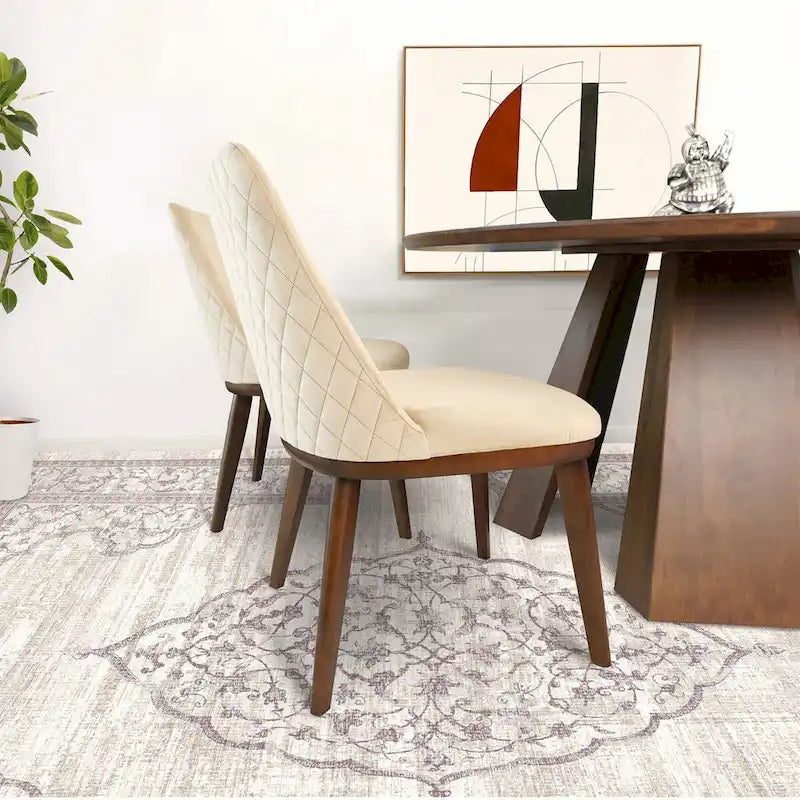 Chaises de salle à manger Dropia style moderne milieu du siècle, en velours (lot de 2)