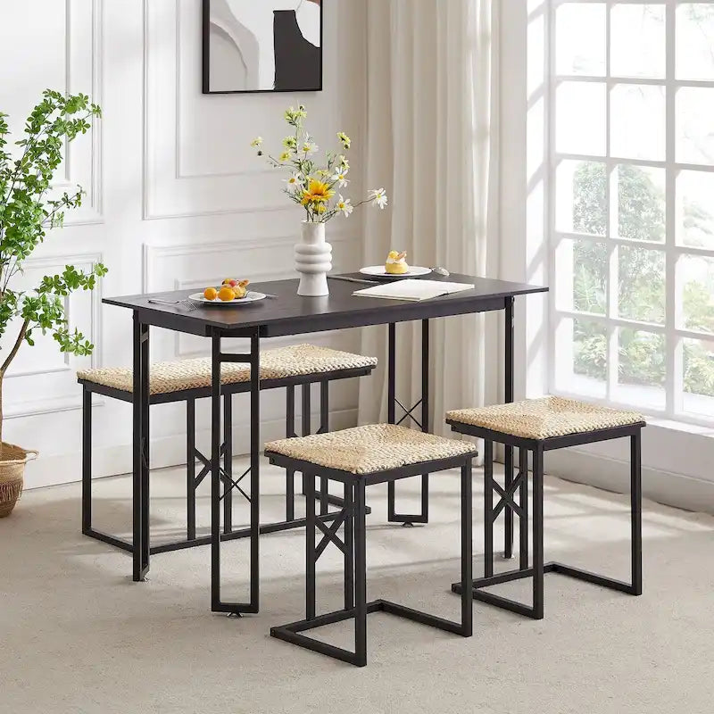 Ensemble de salle à manger Javlergo 4 pièces, table de cuisine gain de place avec banc et deux tabourets pour 4 personnes