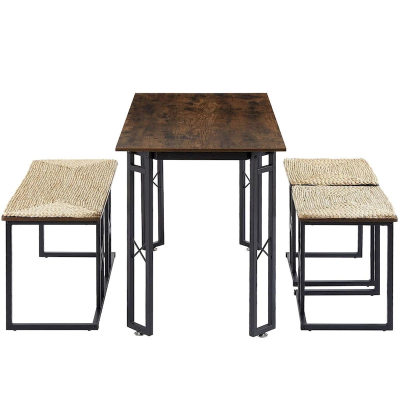 Ensemble de salle à manger Javlergo 4 pièces, table de cuisine gain de place avec banc et deux tabourets pour 4 personnes