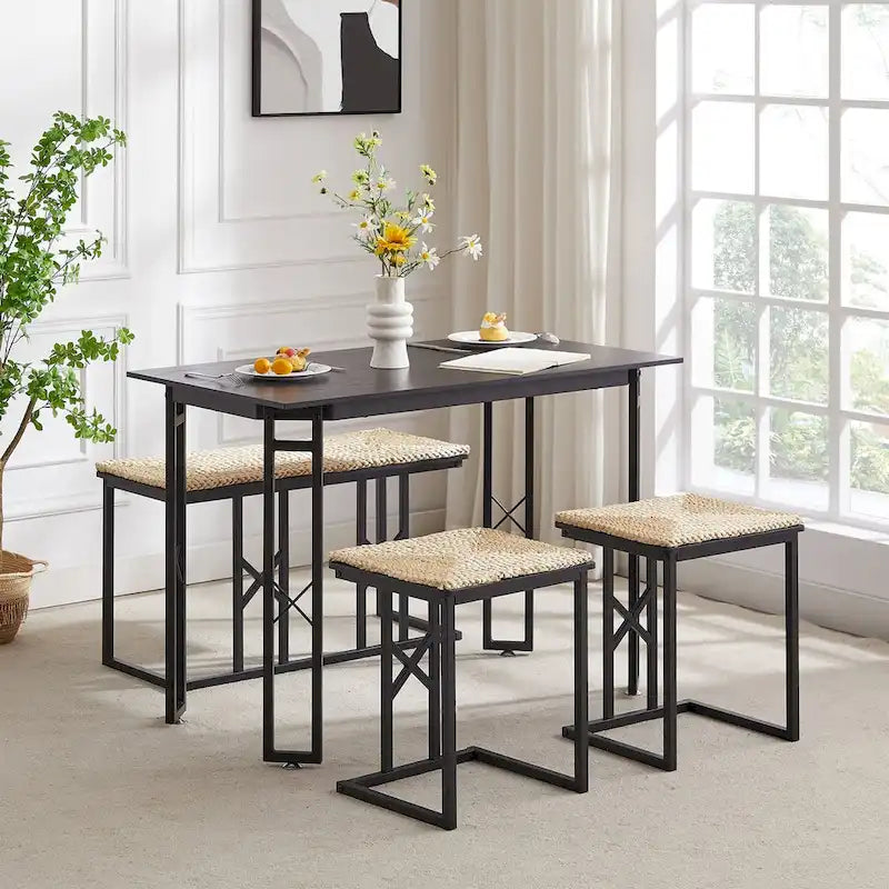 Ensemble de salle à manger Javlergo 4 pièces, table de cuisine gain de place avec banc et deux tabourets pour 4 personnes