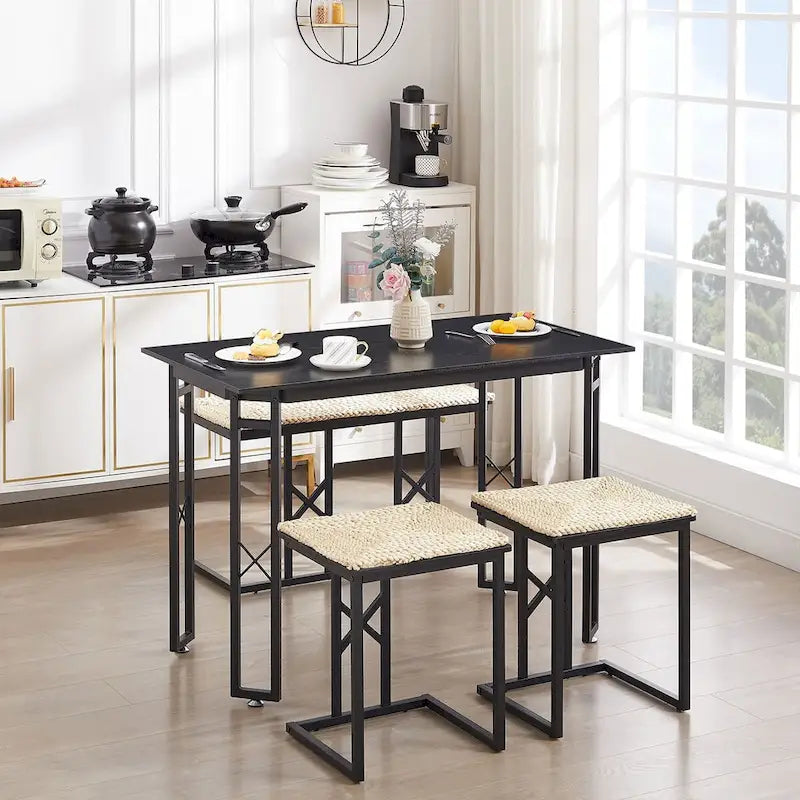 Ensemble de salle à manger Javlergo 4 pièces, table de cuisine gain de place avec banc et deux tabourets pour 4 personnes