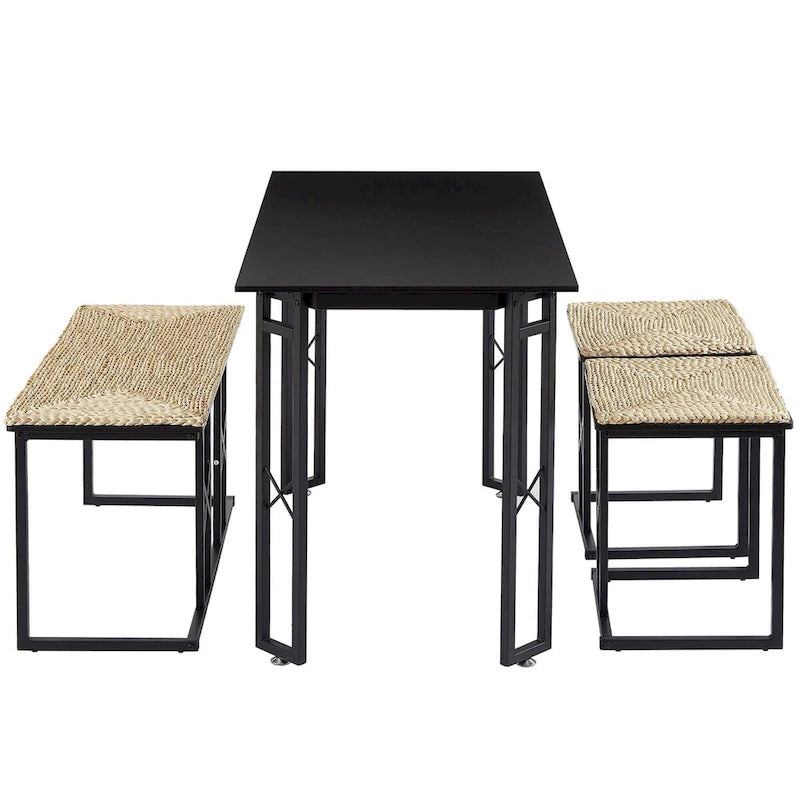 Ensemble de salle à manger Javlergo 4 pièces, table de cuisine gain de place avec banc et deux tabourets pour 4 personnes