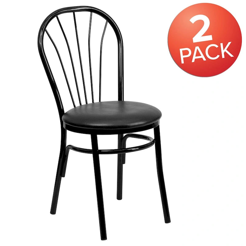 Lot de 2 chaises en métal à dossier ajouré - Assise en vinyle - 40,6 cm (L) x 50,8 cm (P) x 87,6 cm (H)