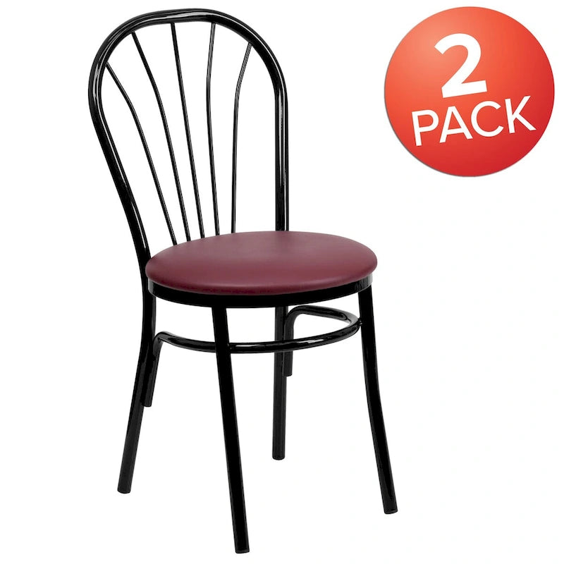 Lot de 2 chaises en métal à dossier ajouré - Assise en vinyle - 40,6 cm (L) x 50,8 cm (P) x 87,6 cm (H)