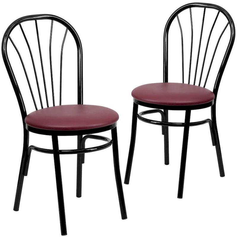 Lot de 2 chaises en métal à dossier ajouré - Assise en vinyle - 40,6 cm (L) x 50,8 cm (P) x 87,6 cm (H)