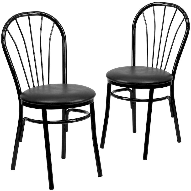Lot de 2 chaises en métal à dossier ajouré - Assise en vinyle - 40,6 cm (L) x 50,8 cm (P) x 87,6 cm (H)