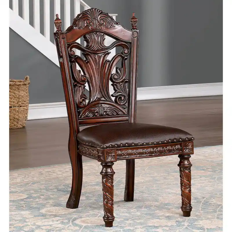 Ensemble de table à manger extensible 5 pièces Abeena traditionnel en bois massif de cerisier de Furniture of America