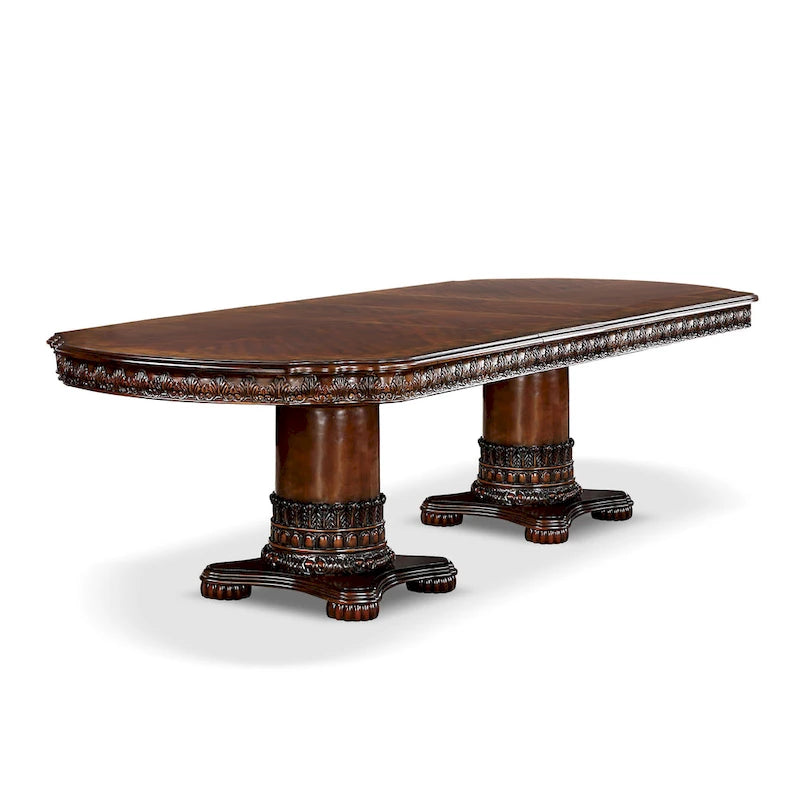 Ensemble de table à manger extensible 5 pièces Abeena traditionnel en bois massif de cerisier de Furniture of America