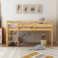 Lit mezzanine double en bois, lit mezzanine bas avec échelle