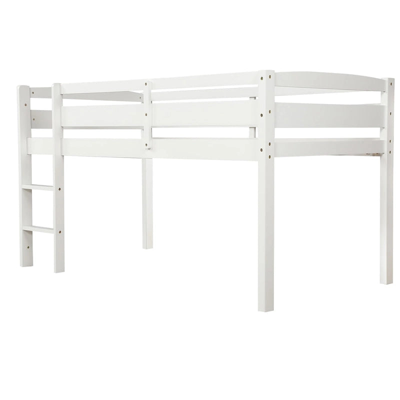 Lit mezzanine double en bois, lit mezzanine bas avec échelle