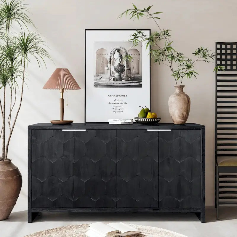 Buffet en bois de style campagnard à 4 portes