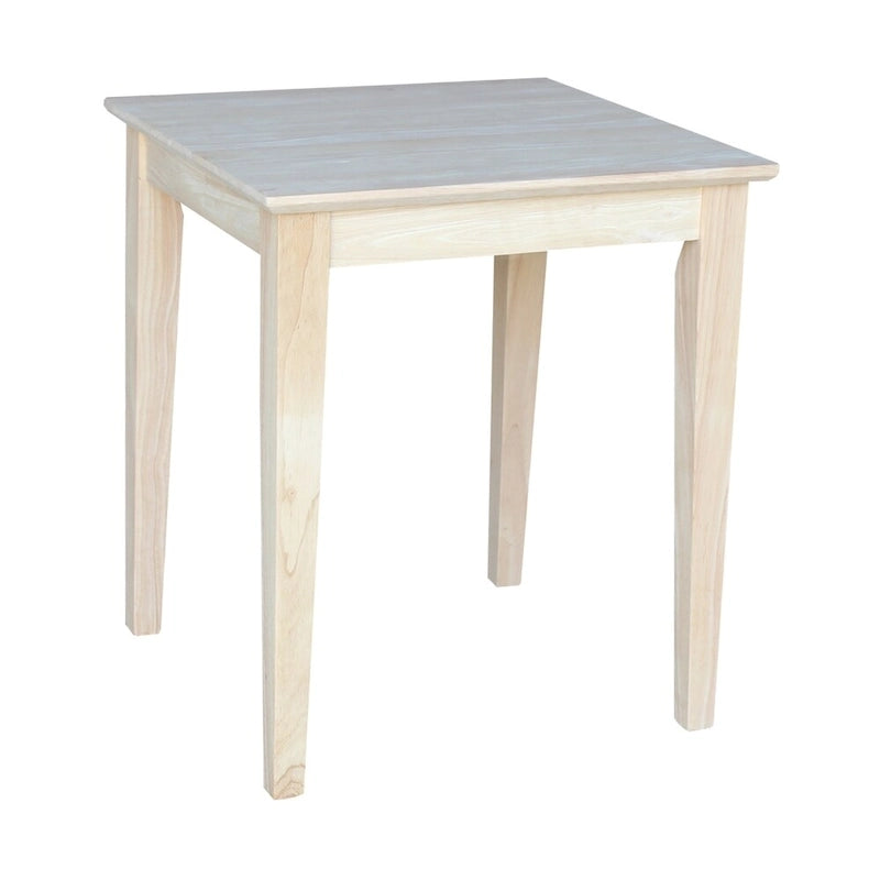 Table d'appoint haute Shaker en bois d'hévéa massif non fini