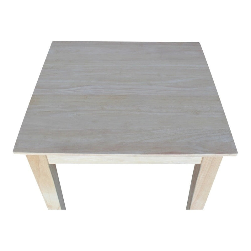 Table d'appoint haute Shaker en bois d'hévéa massif non fini